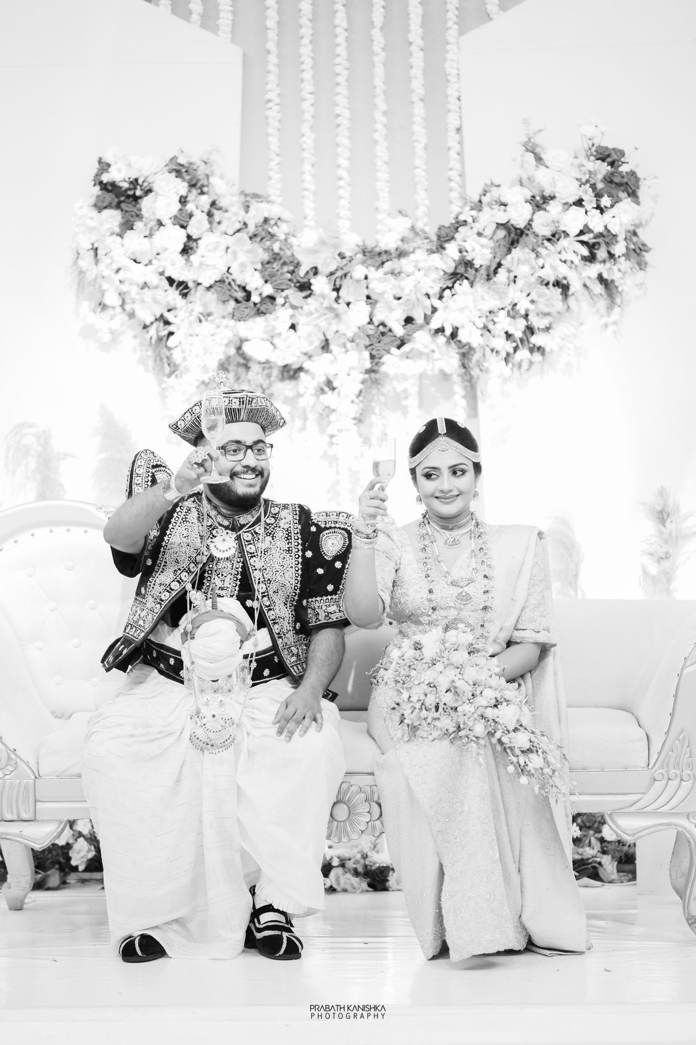 Arjun and Kavya on the ceremony stage